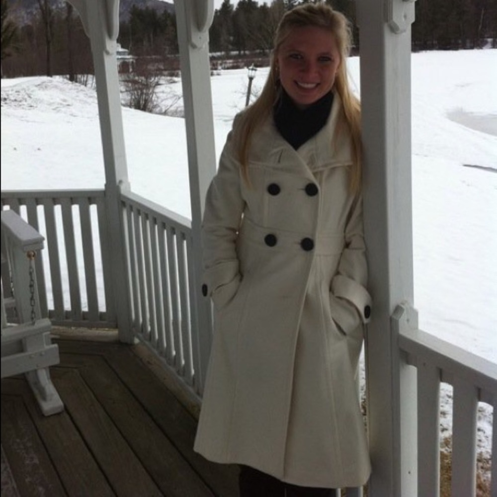 Ivory Long Peacoat Size Small